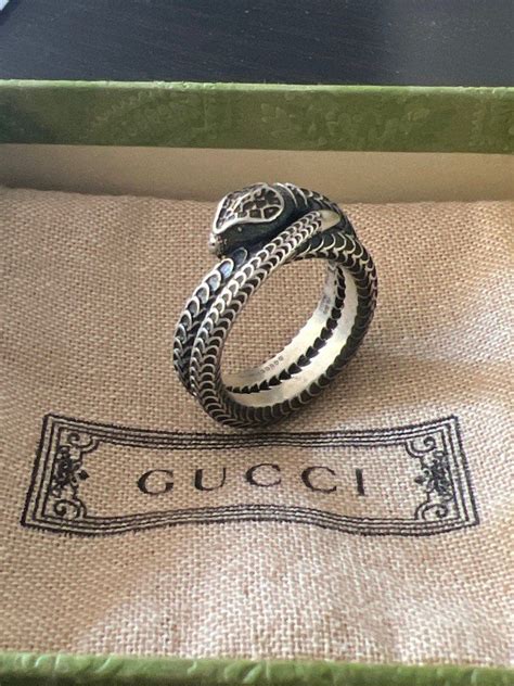 gucci silver garden snake ring|Gucci bamboo ring.